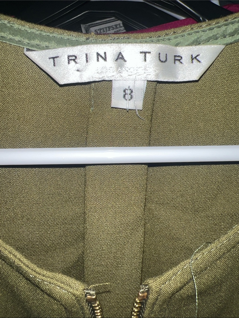 70s mod style Trina Turk Zip-Front Midi shift Dress with pockets - Picture 4 of 10